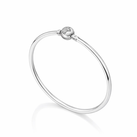 Pandora “You’re a Rising Star” Sterling Silver Pavé Bangle Bracelet 7” - Picture 2 of 5